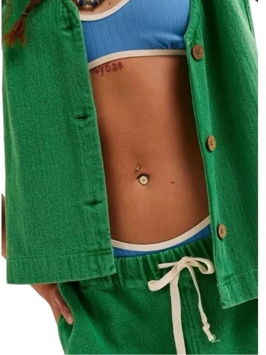 Free People So Fresh Vest Only 
Size Large Boho Boxy Green - Picture 4 of 14